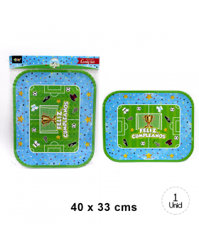 BANDEJA RECTANGULAR FELIZ CUMPLEANOS FUTBOL /132