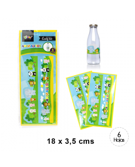 ETIQUETA BOTELLA VIDRIO 200 ML (18x3.5 CM) ANIMALI