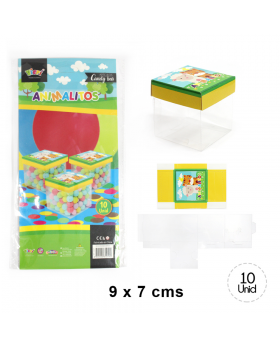 CAJA TRANSPARENTE CON TAPA ANIMALES SET10U /240