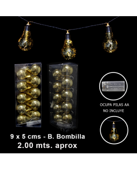 BANNER BOMBILLA GLITTER GOLD LUCES /60