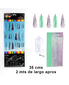 TASSEL IRIDISCENTE VERDE 35x200CM 10 LAMINAS /240