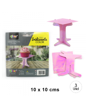 SET PORTA CUPCAKE IRIDESCENTE ROSADO/288