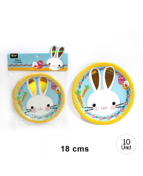 SET 10 PLATO PASCUA CONEJO 18 CM/120