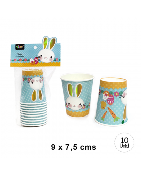 SET 10 VASO PASCUA CONEJO X 12/180