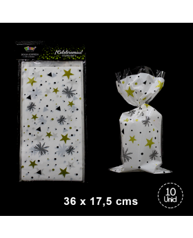 BOLSA CON AMARRA ORO Y NEGRO/200