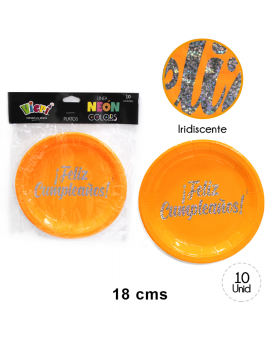 SET PLATO NEON NARANJA/120