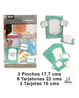 LETREROS CANDY BAR IRIDIS. TURQUESA KIT12P /96