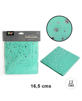 SERVILLETA IRIDISCENTE ESTRELLAS TURQUESA/200