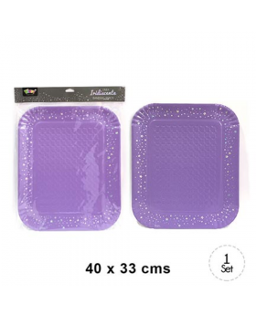 BANDEJA RECT GRANDE IRIDISCENTE ESTRELLA LILA /120