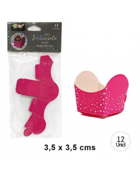 MINI CAJA BOMBONES IRISDISCENTE ESTRELLAS FUCSIA
