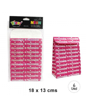 BOLSA PAPEL NEON HOLOGRAFICA FUXIA/240