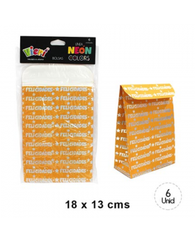 BOLSA PAPEL NEON HOLOGRAFICA NARANJA/240