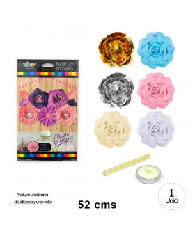 SET FLORES DECORATIVA ROSA 35CM/ 120