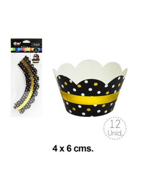 CAPSULA CUPCAKE CONFROMAS NEGRO FOIL MIX420