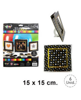 PORTA FOTO CUADRADO NEGRO FOIL MIX/96