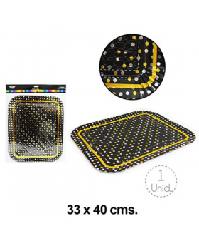 BANDEJA RECTANGULAR GRANDE NEGRA FOIL 33x40CM /120