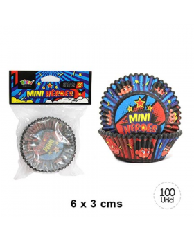 ST 100UN CAPSULA CUPCAKE REDONDA MINI HEROES/288