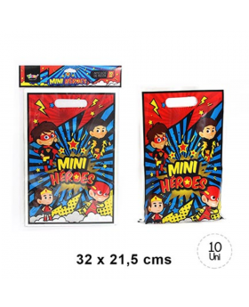 BOLSA DULCES MINI HEROES 32x21.5CM SET10U /240