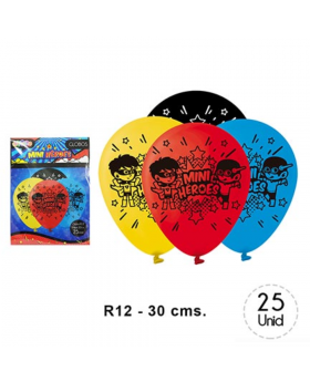 ST 25UN GLOBOS ESTAM. MINI HEROES R12 /100