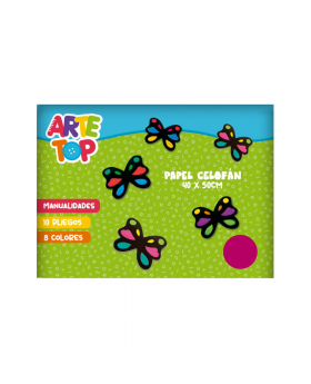 CARPETA PAPEL CELOFAN 8 COLORES 45X50CM /100