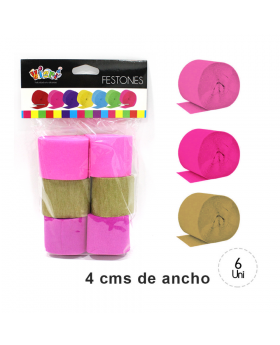 FESTONES ORO-FUCSIA-ROSADO SET6U /120