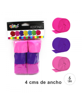 FESTONES FUCSIA-MORADO-ROSADO SET6U /120