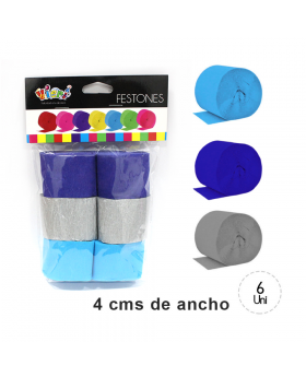 FESTONES PLATA-AZUL-CELESTE SET6U /120