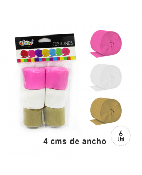 FESTONES ORO-ROSADO-BLANCO SET6U /120
