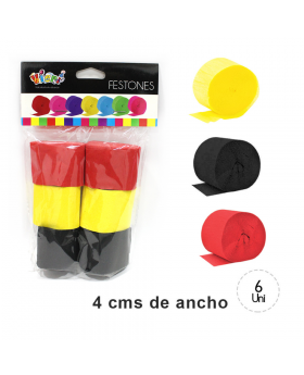 FESTONES NEGRO-ROJO-AMARILLO SET6U /120