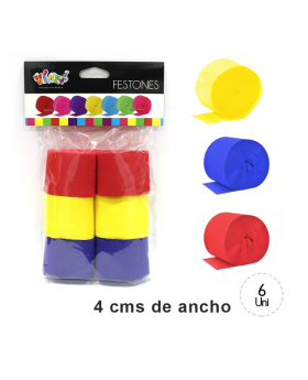 FESTONES AZUL-AMARILLO-ROJO SET6U /120