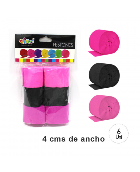 FESTONES NEGRO-FUCSIA-ROSADO SET6U /120
