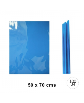 PAPEL CELOFAN 50X70CM X100UN CELESTE/20