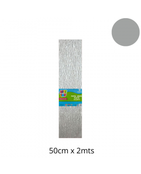PAPEL CREPE X 10 PLIEGOS 50x200CM PLATA/20