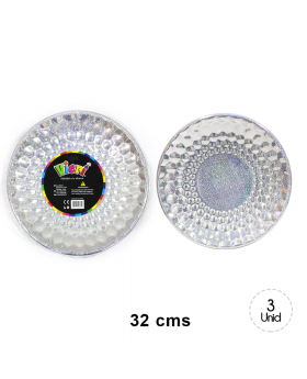SET BANDEJA REDONDA CIRCLE SILVER HOLO/72