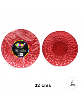 SET BANDEJA REDONDA CIRCLE ROJO HOLO