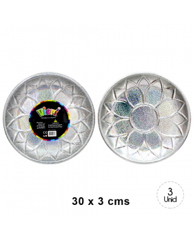 SET BANDEJA REDONDA MANDALA SILVER HOLO/72