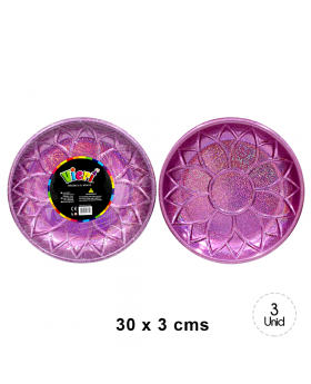 SET BANDEJA REDONDA MANDALA PURPLE HOLO/72