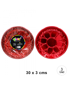 SET BANDEJA REDONDA MANDALA ROJO HOLO/72