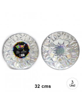 SET BANDEJA REDONDA GEO SILVER HOLO