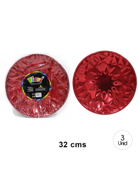 SET BANDEJA REDODNDA GEO RED HOLO