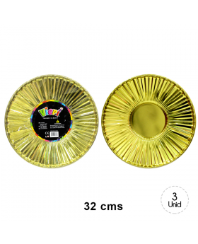 SET BANDEJA REDONDA LINES GOLDEN/72