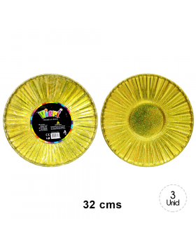 SET BANDEJA REDONDA LINES GOLDEN HOLO/72