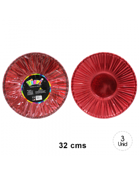 SET BANDEJA REDONDA LINES RED HOLO/72