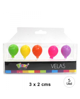 VELA GLOBOS COLORES SET5U /120