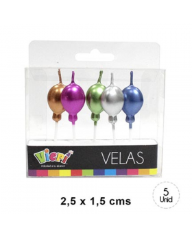 VELA GLOBOS METALICOS SET5U /288