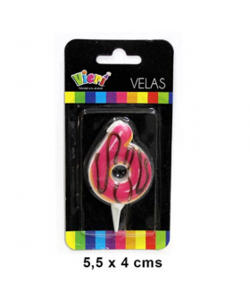 VELA NUMERO 6 DONUTS CON SOPORTE X 24/288
