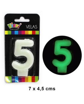 VELA NUMERO 5 GLOW 7x4.5CM /288