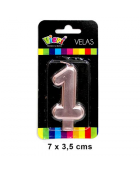 VELA NUMERO 1 ROSY GLOD 7x3.5CM /288
