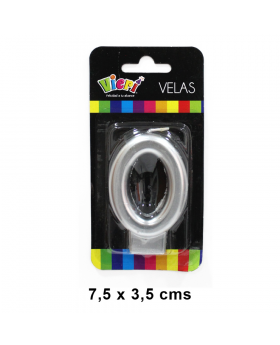 VELA METAL PLATA NUMERO 0 7.5CM /288