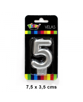 VELA NUMERO 5 METAL PLATA /288